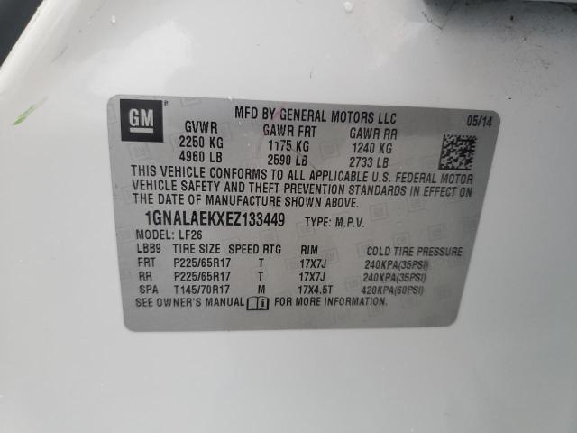 1GNALAEKXEZ133449 - 2014 CHEVROLET EQUINOX LS WHITE photo 13