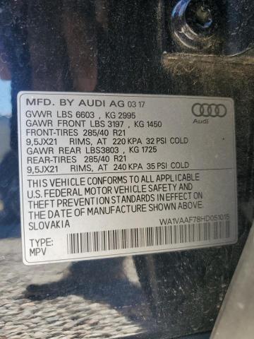 WA1VAAF78HD051015 - 2017 AUDI Q7 PRESTIGE 蓝色 照片 12