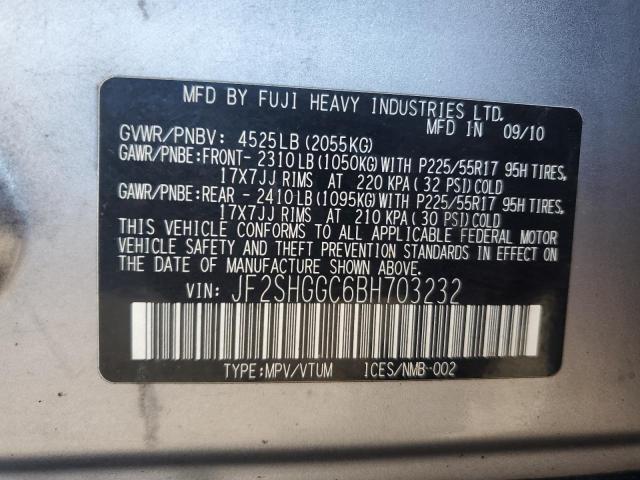 JF2SHGGC6BH703232 - 2011 SUBARU FORESTER TOURING 银色 照片 13