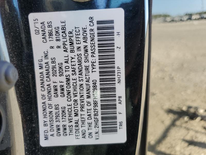 2HGFB2F98FH529840 - 2015 HONDA CIVIC EXL BLACK photo 12