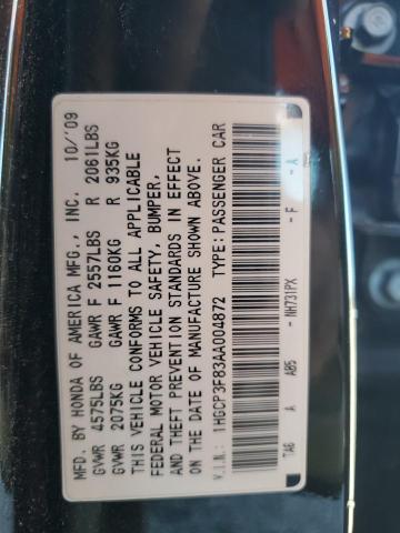 1HGCP3F83AA004872 - 2010 HONDA ACCORD EXL BLACK photo 12