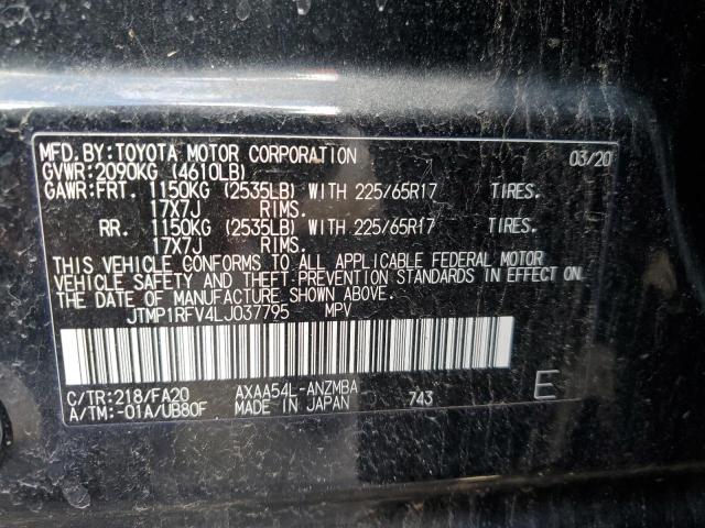 JTMP1RFV4LJ037795 - 2020 TOYOTA RAV4 XLE BLACK photo 13