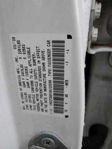 1HGCP26819A120058 - 2009 HONDA ACCORD EXL WHITE photo 12