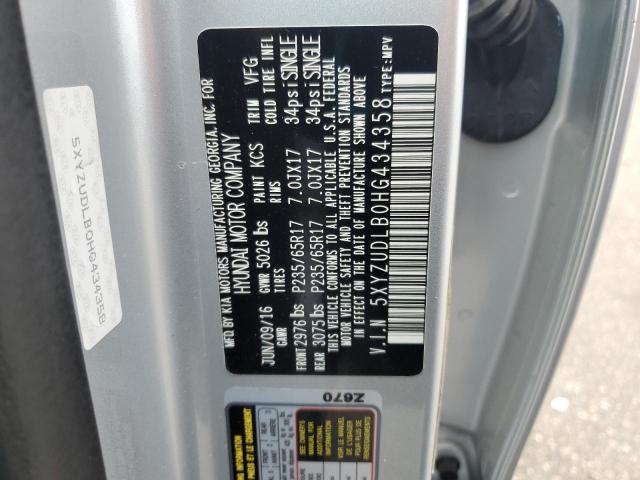 5XYZUDLB0HG434358 - 2017 HYUNDAI SANTA FE S Gümüş fotoğraf 13