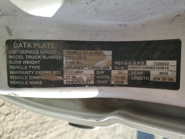 1GBDV13W08D103615 - 2008 CHEVROLET UPLANDER INCOMPLETE თეთრი ფოტო 13