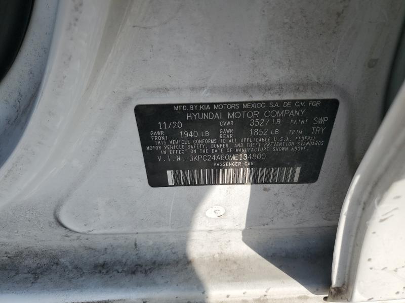 3KPC24A60ME134800 - 2021 HYUNDAI ACCENT SE WHITE photo 12