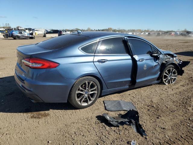 3FA6P0CD0KR264719 - 2019 FORD FUSION SEL BLUE photo 3