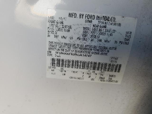 1FMHK8F83BGA14747 - 2011 FORD EXPLORER LIMITED Weiß Foto 13