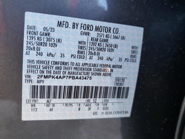 2FMPK4AP7PBA43475 - 2023 FORD EDGE ST GRAY photo 13