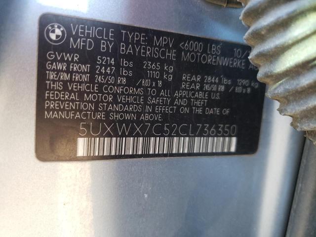 5UXWX7C52CL736350 - 2012 BMW X3 XDRIVE35I SILVER photo 12