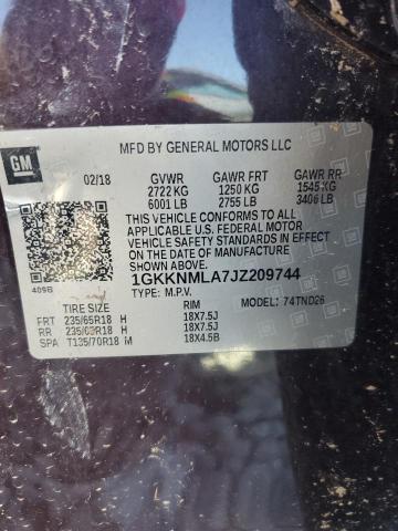 1GKKNMLA7JZ209744 - 2018 GMC ACADIA SLT-1 Qəhvəyi foto 12