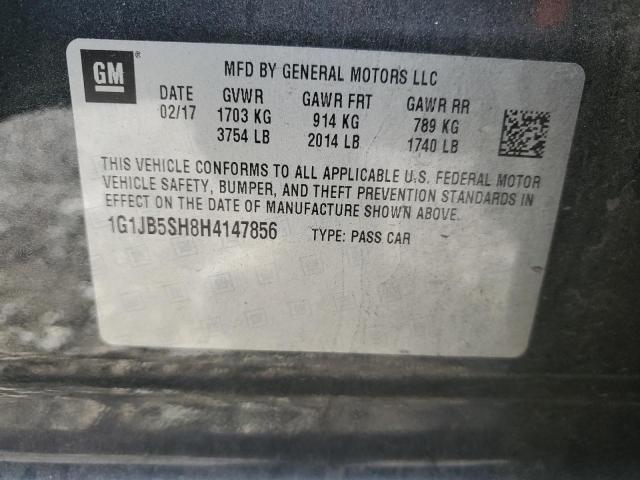 1G1JB5SH8H4147856 - 2017 CHEVROLET SONIC LS ნაცრისფერი ფოტო 13