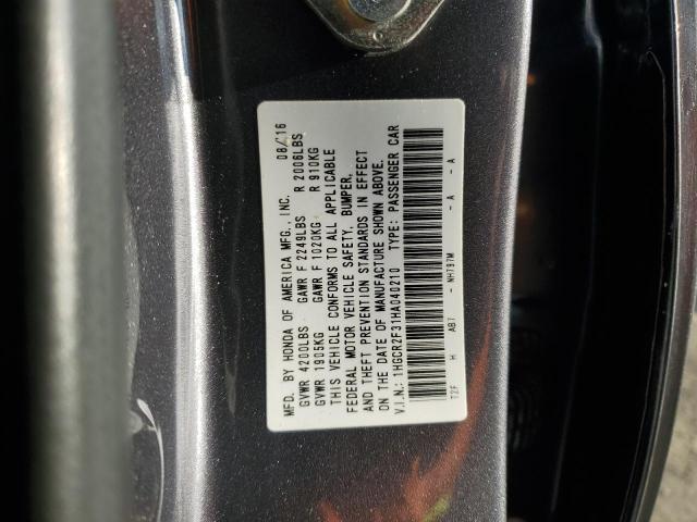 1HGCR2F31HA040210 - 2017 HONDA ACCORD LX GRAY photo 12