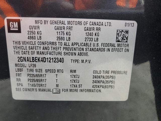 2GNALBEK4D1212340 - 2013 CHEVROLET EQUINOX LS GRAY photo 13