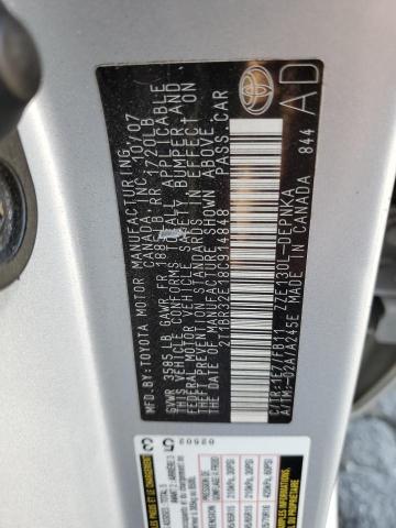 2T1BR32E18C914848 - 2008 TOYOTA COROLLA CE SILVER photo 12