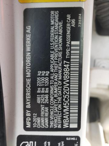 WBAVM5C52DVV89847 - 2013 BMW X1 XDRIVE35I WHITE photo 13