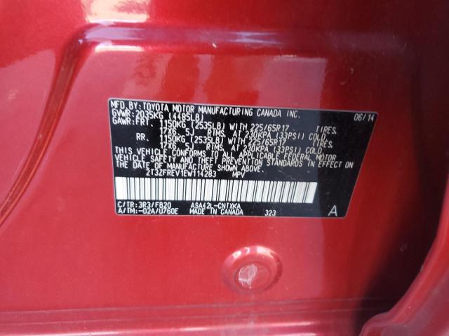 2T3ZFREV1EW114283 - 2014 TOYOTA RAV4 LE 红色 照片 13