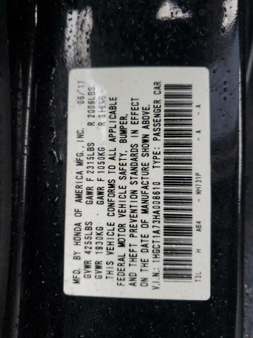 1HGCT1A73HA008610 - 2017 HONDA ACCORD EX BLACK photo 12