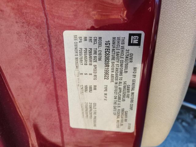 1GYEC63828R199622 - 2008 CADILLAC ESCALADE LUXURY BURGUNDY photo 13