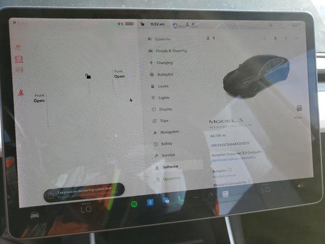 5YJ3E1EA6KF301575 - 2019 TESLA MODEL 3 Siyah fotoğraf 9