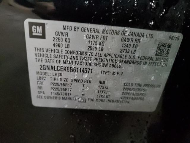 2GNALCEK8G6114571 - 2016 CHEVROLET EQUINOX LT BLACK photo 13