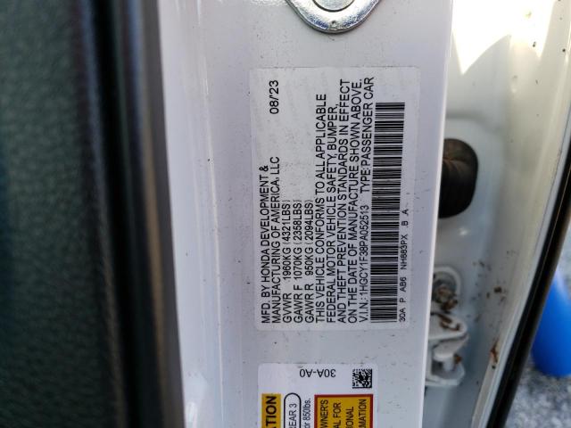 1HGCY1F38PA052513 - 2023 HONDA ACCORD EX WHITE photo 12