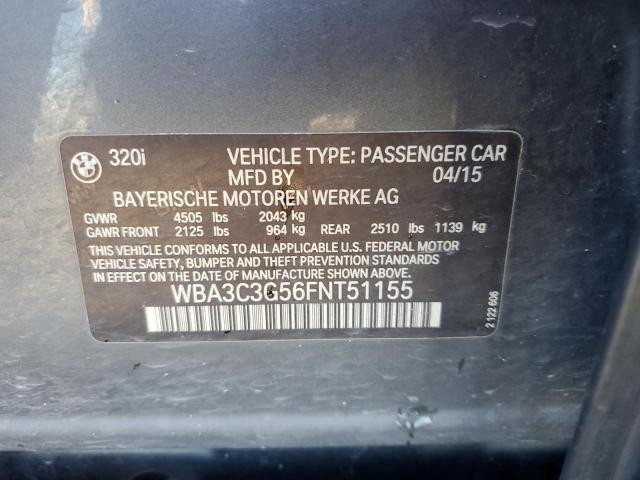 WBA3C3G56FNT51155 - 2015 BMW 320 I XDRIVE GRAY photo 13