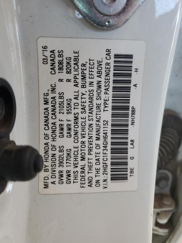 2HGFC1F34GH641152 - 2016 HONDA CIVIC EX 白色 照片 13