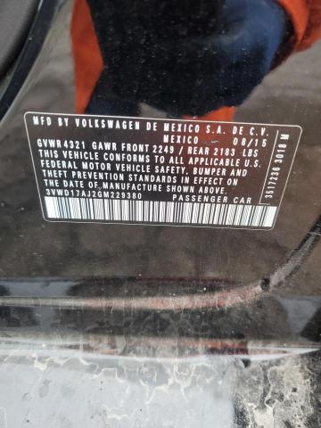 3VWD17AJ2GM229380 - 2016 VOLKSWAGEN JETTA SPORT Чорний фото 12