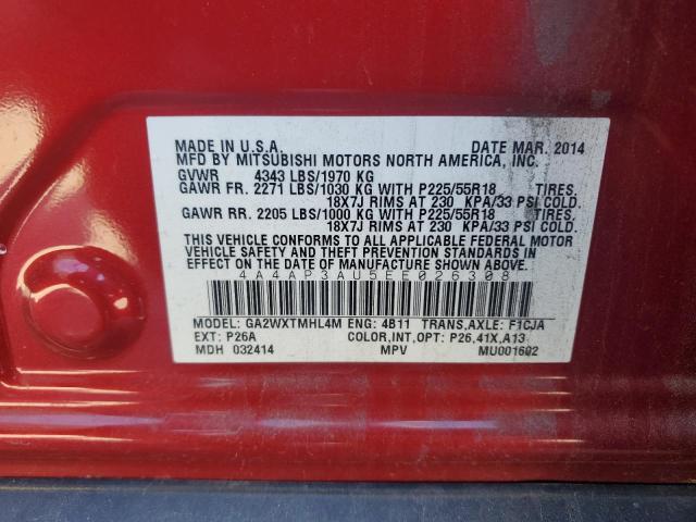 4A4AP3AU5EE026308 - 2014 MITSUBISHI OUTLANDER ES 红色 照片 13