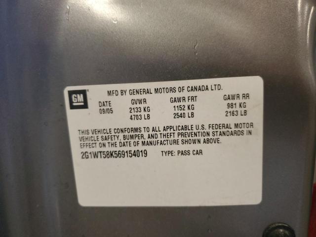 2G1WT58K569154019 - 2006 CHEVROLET IMPALA LT GRAY photo 12