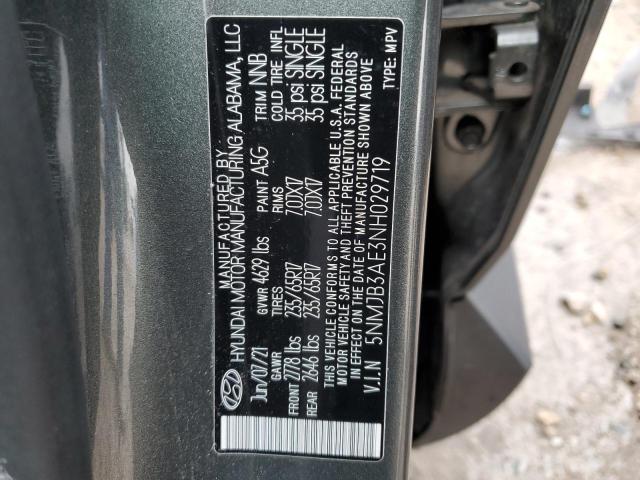 5NMJB3AE3NH029719 - 2022 HYUNDAI TUCSON SEL GRAY photo 14