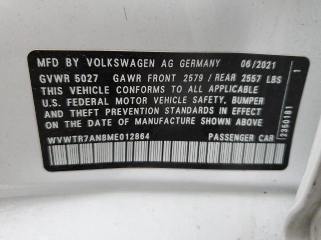 WVWTR7AN8ME012864 - 2021 VOLKSWAGEN ARTEON SEL PREMIUM R-LINE WHITE photo 12