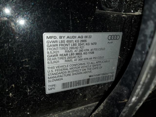 WA1VXBF73ND019007 - 2022 AUDI Q7 PRESTIGE შავი ფოტო 12
