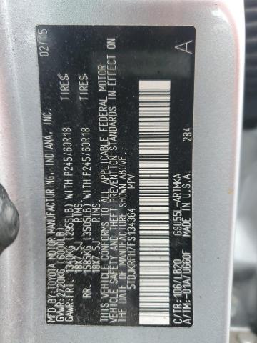 5TDJKRFH7FS134364 - 2015 TOYOTA HIGHLANDER XLE SILVER photo 13