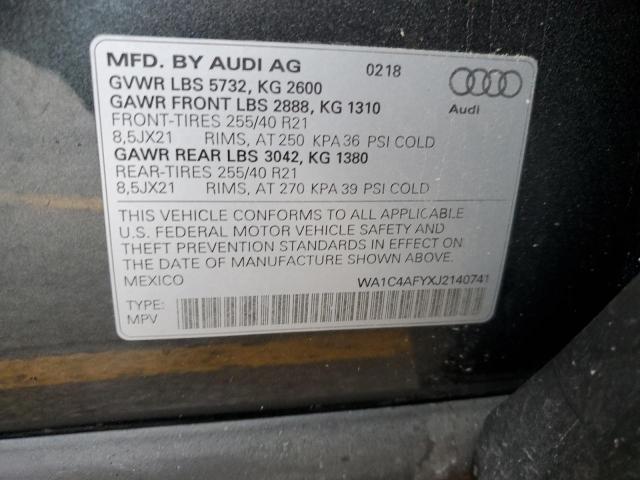 WA1C4AFYXJ2140741 - 2018 AUDI SQ5 PRESTIGE CHARCOAL photo 13