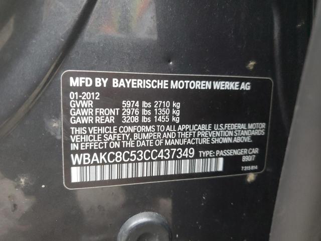 WBAKC8C53CC437349 - 2012 BMW ALPINA B7 LXI GRAY photo 12