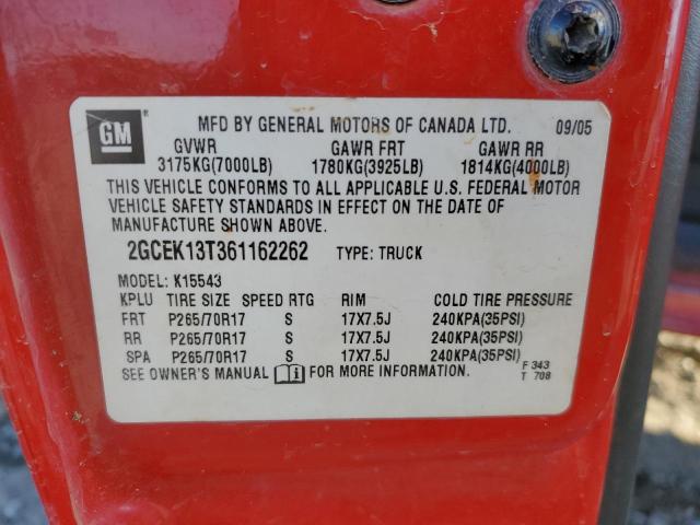 2GCEK13T361162262 - 2006 CHEVROLET SILVERADO K1500 RED photo 13