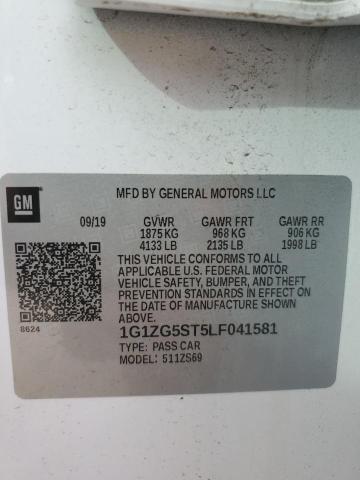 1G1ZG5ST5LF041581 - 2020 CHEVROLET MALIBU RS 白色 照片 12