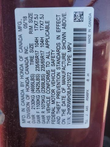 2HKRW6H38JH215072 - 2018 HONDA CR-V LX BURGUNDY photo 12