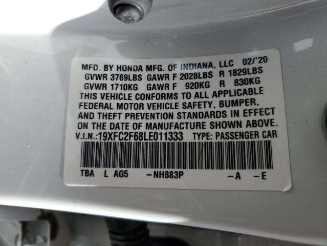 19XFC2F68LE011333 - 2020 HONDA CIVIC LX WHITE photo 12