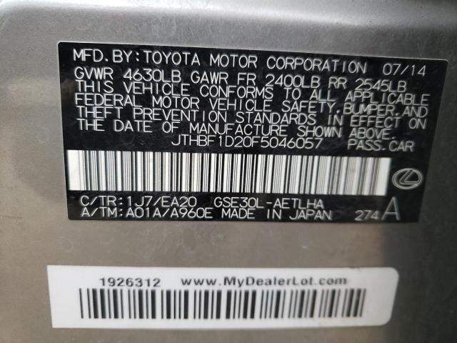 JTHBF1D20F5046057 - 2015 LEXUS IS 250 SILVER photo 12