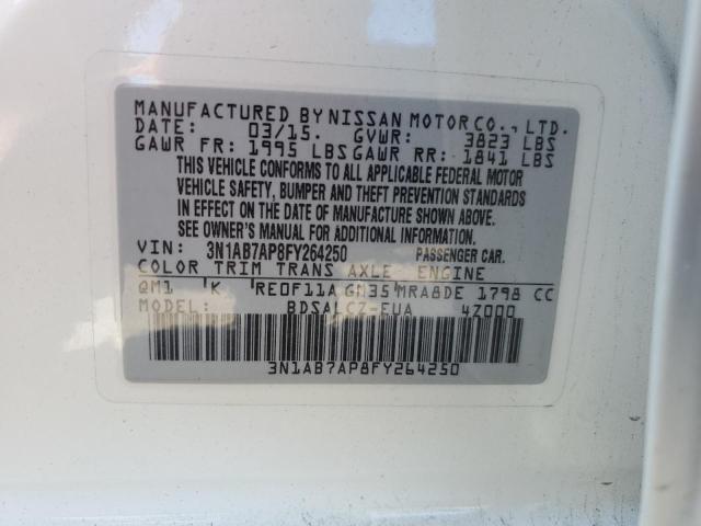 3N1AB7AP8FY264250 - 2015 NISSAN SENTRA S WHITE photo 13