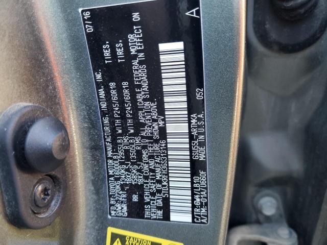 5TDJKRFH3GS313146 - 2016 TOYOTA HIGHLANDER XLE Կանաչ լուսանկար 12