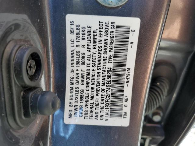 19XFC2F74GE056204 - 2016 HONDA CIVIC EX GRAY photo 12