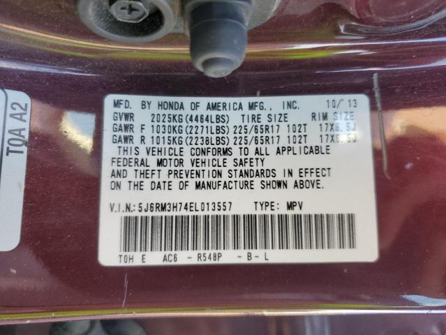 5J6RM3H74EL013557 - 2014 HONDA CR-V EXL MAROON photo 13