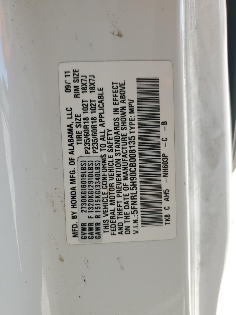 5FNRL5H90CB008135 - 2012 HONDA ODYSSEY TOURING Ağ foto 14