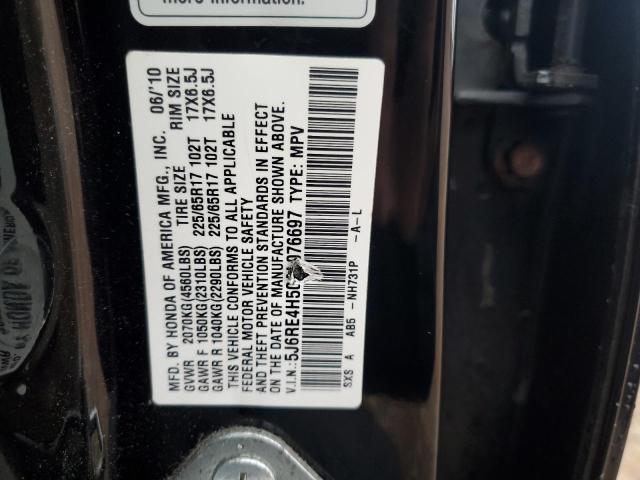 5J6RE4H50AL076697 - 2010 HONDA CR-V EX BLACK photo 13