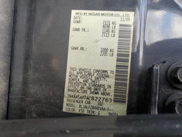 1N4AA5AP7AC822763 - 2010 NISSAN MAXIMA S 灰色 照片 13