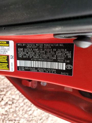 4T1G11AK9RU246841 - 2024 TOYOTA CAMRY SE NIGHT SHADE RED photo 12